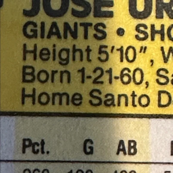 1989 Ultra Rare Fleer Jose Uribe Error Baseball Card